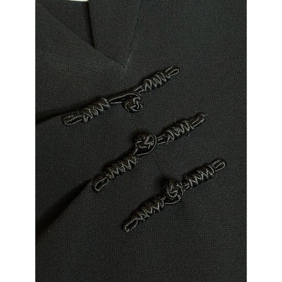 Max Mara Pianoforte Vintage 90s Black Cheongsam Sheath Dress 40 IT 6 US - Picture 5 of 12